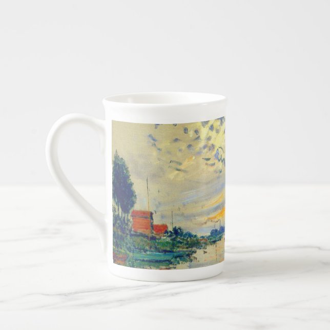 Monet Sailboat at Le Petit-Gennevilliers Bone China Mug (Left)
