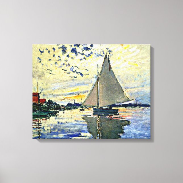 Monet - Sailboat at le Petit Gennevilliers Canvas Print (Front)