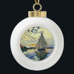Monet - Sailboat at le Petit Gennevilliers Ceramic Ball Christmas Ornament<br><div class="desc">Claude Monet painting,  Sailboat at le Petit Gennevilliers</div>