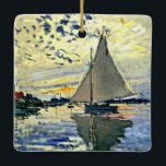 Monet - Sailboat at le Petit Gennevilliers Ceramic Ornament<br><div class="desc">Claude Monet painting,  Sailboat at le Petit Gennevilliers</div>