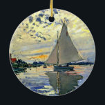 Monet - Sailboat at Le Petit-Gennevilliers Ceramic Tree Decoration<br><div class="desc">Claude Monet painting,  Sailboat at Le Petit-Gennevilliers,  Christmas ornament.  VIRGINIA5050,  custom-designed products and gifts at www.zazzle.com/virginia5050*,  PaulKleeGiftShop,  InternationalGifts,  RetirementGiftStore,  BirthdayGiftStore,  ILoveGiftStore,  and FloridaGiftStore.zazzle.com/FloridaGiftStore.</div>