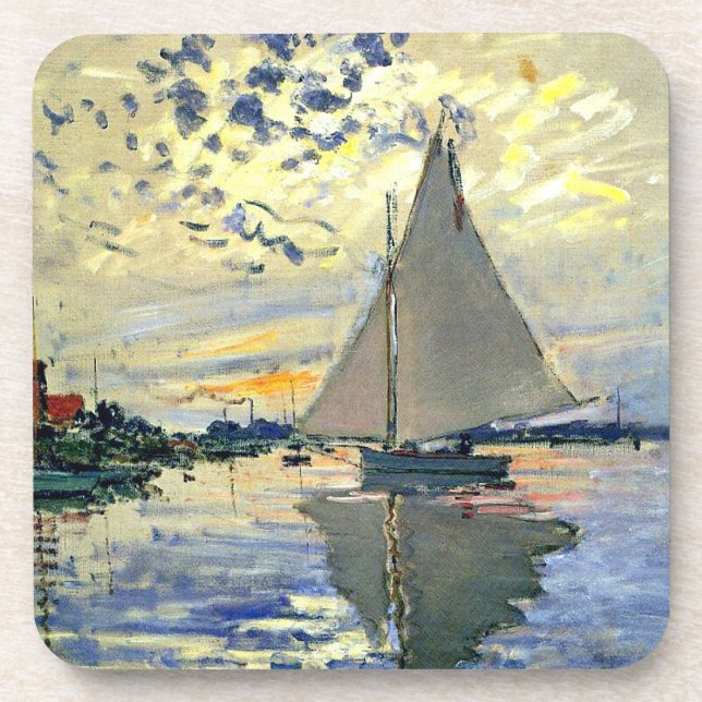 Monet - Sailboat at Le Petit-Gennevilliers Coaster (Front)