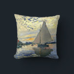 Monet - Sailboat at Le Petit-Gennevilliers Cushion<br><div class="desc">Claude Monet painting,  Sailboat at Le Petit-Gennevilliers,  throw pillow.</div>