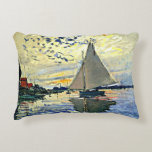 Monet - Sailboat at le Petit Gennevilliers Decorative Cushion<br><div class="desc">Claude Monet painting,  Sailboat at le Petit Gennevilliers</div>