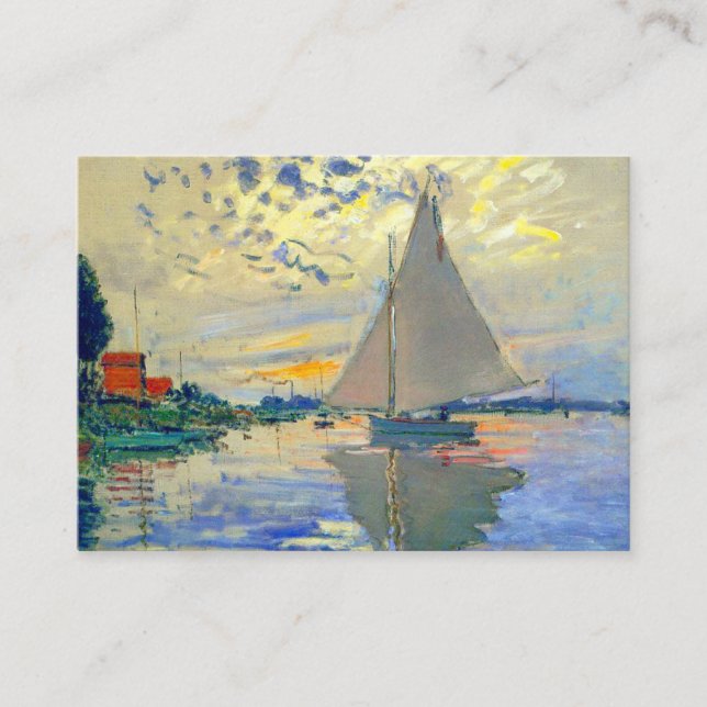Monet Sailboat at Le Petit-Gennevilliers Enclosure Card (Front)