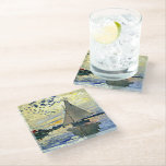 Monet - Sailboat at le Petit Gennevilliers Glass Coaster<br><div class="desc">Claude Monet painting,  Sailboat at le Petit Gennevilliers</div>
