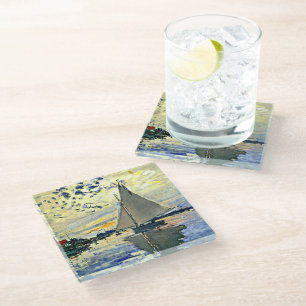 Monet - Sailboat at le Petit Gennevilliers Glass Coaster