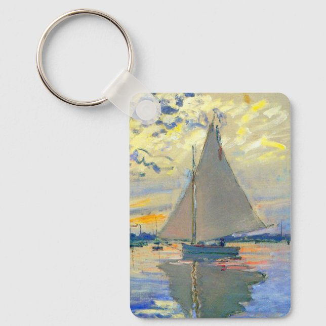 Monet Sailboat at Le Petit-Gennevilliers Key Ring (Front)
