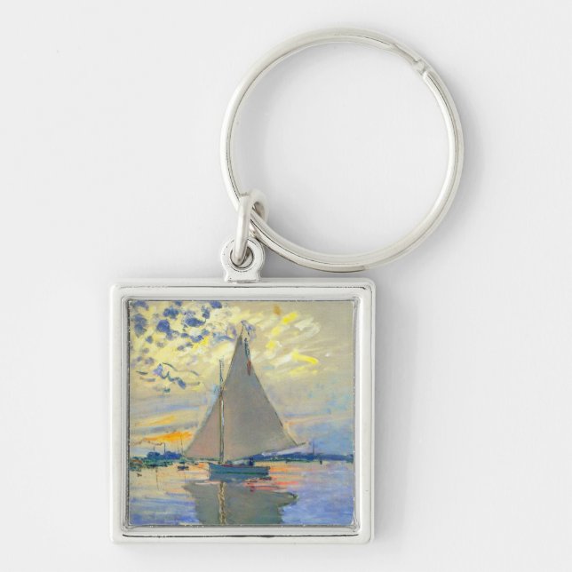 Monet Sailboat at Le Petit-Gennevilliers Key Ring (Front)