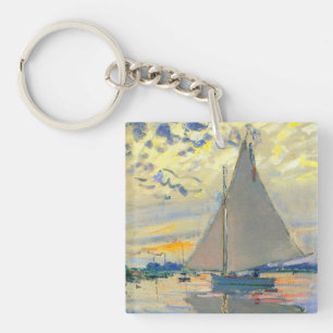 Monet Sailboat at Le Petit-Gennevilliers Key Ring