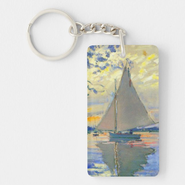 Monet Sailboat at Le Petit-Gennevilliers Key Ring (Front)