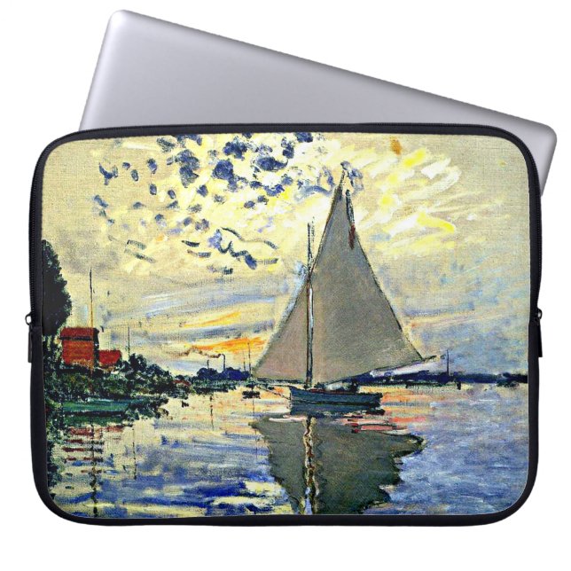 Monet - Sailboat at le Petit Gennevilliers Laptop Sleeve (Front)