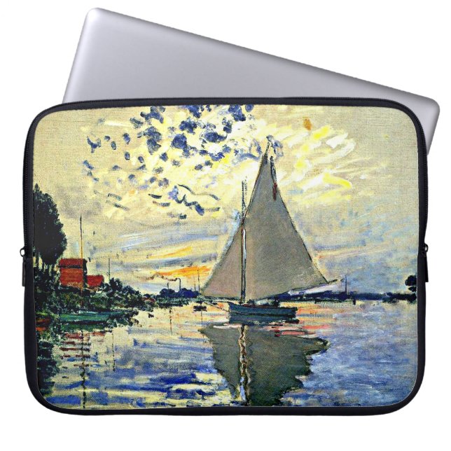 Monet - Sailboat at le Petit Gennevilliers Laptop Sleeve (Front)