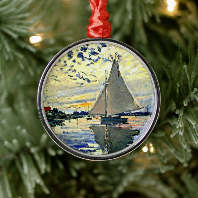 Monet - Sailboat at le Petit Gennevilliers Metal Tree Decoration (Tree)