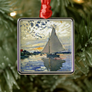 Monet - Sailboat at Le Petit-Gennevilliers Metal Tree Decoration