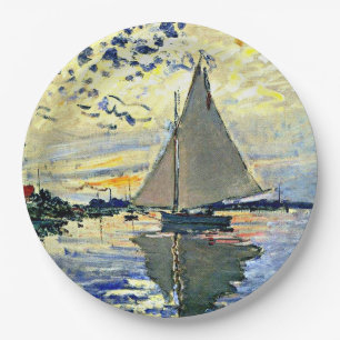 Monet - Sailboat at le Petit Gennevilliers Paper Plate