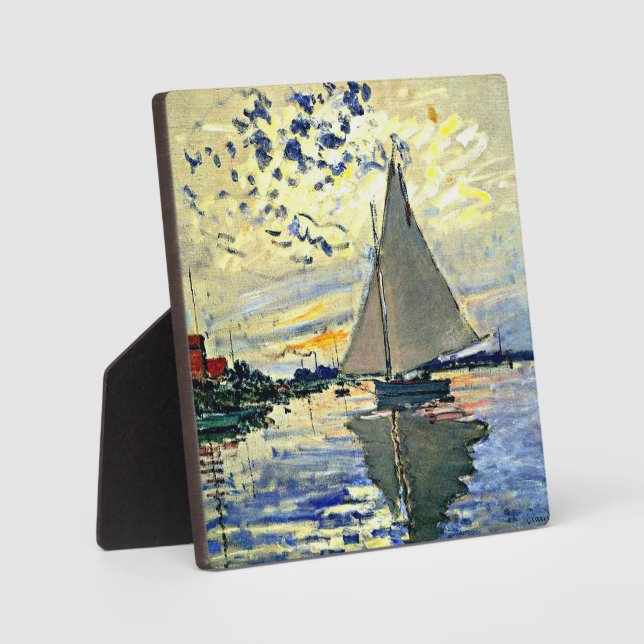 Monet - Sailboat at le Petit Gennevilliers Plaque (Front)