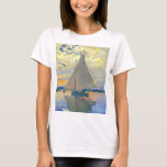Monet Sailboat at Le Petit-Gennevilliers T-Shirt<br><div class="desc">T-Shirt featuring Claude Monet’s oil painting Sailboat at Le Petit-Gennevilliers (1874). A serene sailboat sails the waters in Paris,  France. Perfect for lovers of Impressionism and French art collectors!</div>