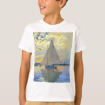 Monet Sailboat at Le Petit-Gennevilliers T-Shirt<br><div class="desc">T-Shirt featuring Claude Monet’s oil painting Sailboat at Le Petit-Gennevilliers (1874). A serene sailboat sails the waters in Paris,  France. Perfect for lovers of Impressionism and French art collectors!</div>