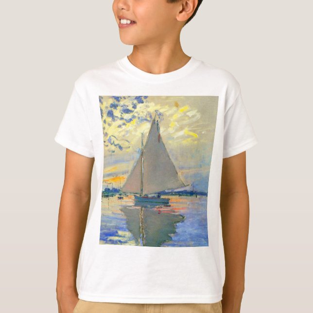 Monet Sailboat at Le Petit-Gennevilliers T-Shirt (Front)
