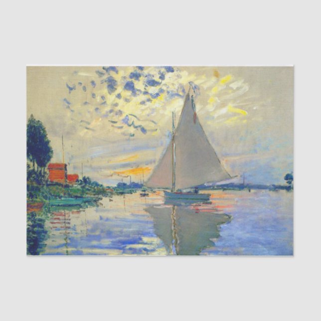 Monet Sailboat at Le Petit-Gennevilliers Tissue Paper (Front)