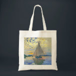 Monet Sailboat at Le Petit-Gennevilliers Tote Bag<br><div class="desc">Tote Bag featuring Claude Monet’s oil painting Sailboat at Le Petit-Gennevilliers (1874). A serene sailboat sails the waters in Paris,  France. Perfect for lovers of Impressionism and French art collectors!</div>