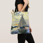 Monet - Sailboat at le Petit Gennevilliers Tote Bag<br><div class="desc">Claude Monet painting,  Sailboat at le Petit Gennevilliers.</div>