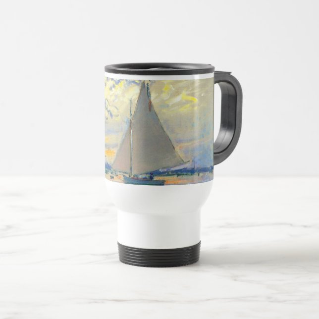 Monet Sailboat at Le Petit-Gennevilliers Travel Mug (Front Right)