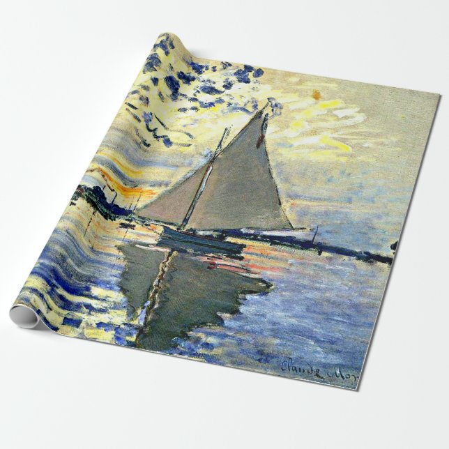Monet - Sailboat at le Petit Gennevilliers Wrapping Paper (Unrolled)