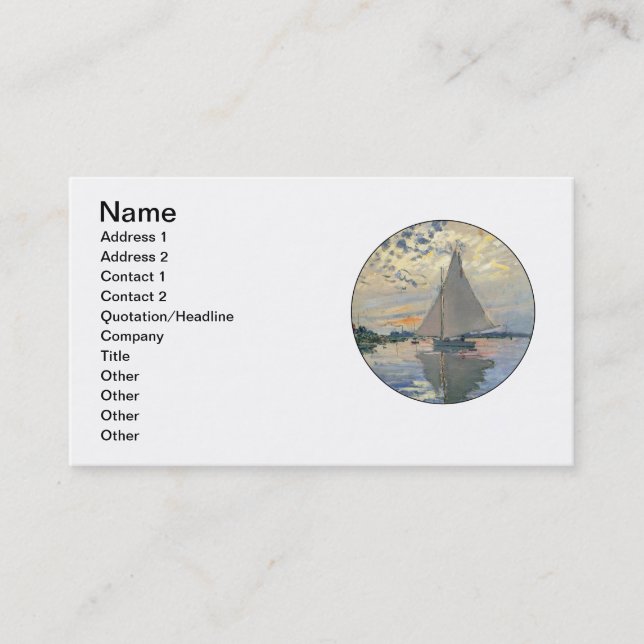 Monet Sailboat French Impressionism Classic Art Business Card (Front)