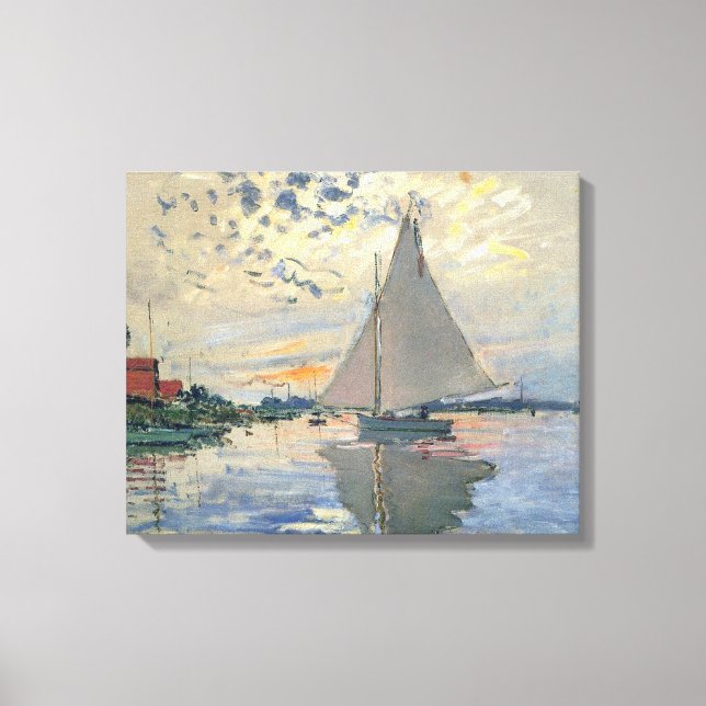 Monet Sailboat French Impressionism Classic Art Canvas Print (Front)