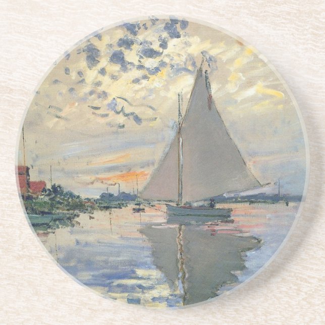 Monet Sailboat French Impressionism Classic Art Coaster (Front)