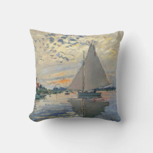 Monet Sailboat French Impressionism Classic Art Cushion
