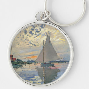 Monet Sailboat French Impressionism Classic Art Key Ring