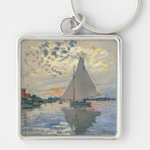 Monet Sailboat French Impressionism Classic Art Key Ring