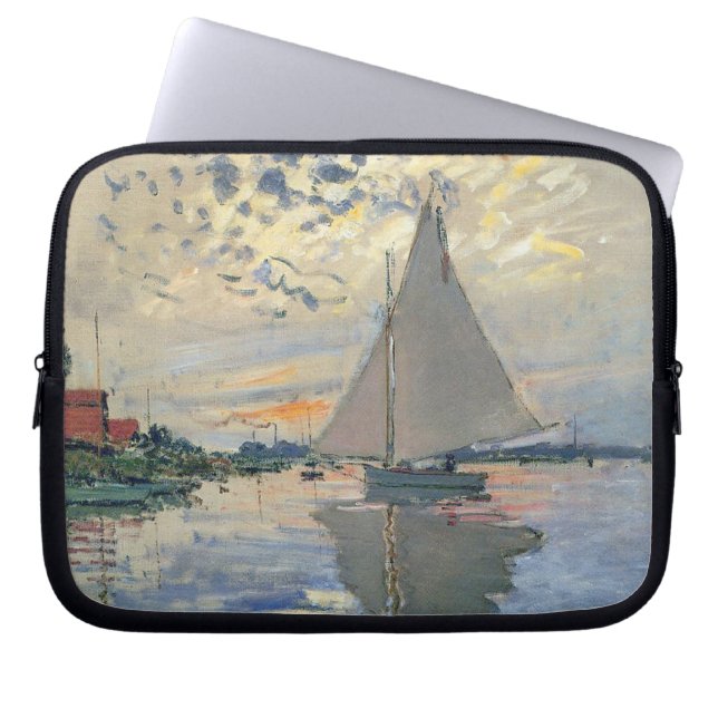 Monet Sailboat French Impressionism Classic Art Laptop Sleeve (Front)