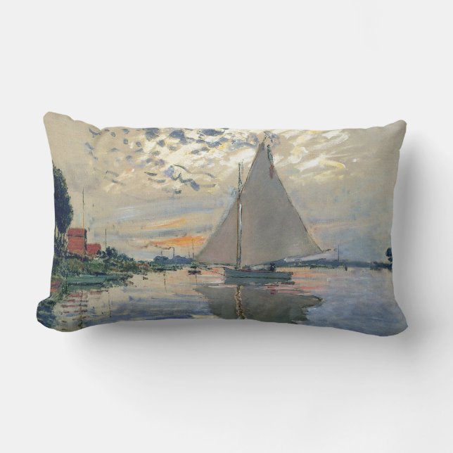 Monet Sailboat French Impressionism Classic Art Lumbar Cushion (Front)