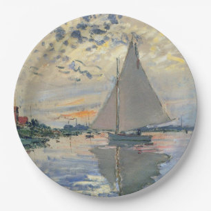 Monet Sailboat French Impressionism Classic Art Paper Plate