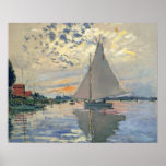 Monet Sailboat French Impressionism Classic Art Poster<br><div class="desc">Monet Sailboat - This beautiful French sailboat is by French impressionist Claude Monet, painted in 1874. Monet was one of the most important French impressionist artists that ever lived. The exact title of the painting is "Sailboat at Petit-Gennevilliers, " an oil on canvas. The painting shows a single sailboat with...</div>