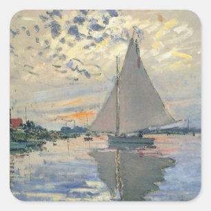 Monet Sailboat French Impressionism Classic Art Square Sticker