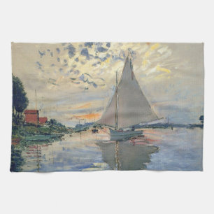 Monet Sailboat French Impressionism Classic Art Tea Towel
