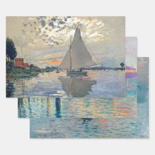 Monet Sailboat French Impressionism Classic Art Wrapping Paper Sheet