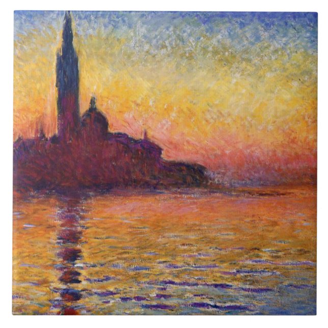 Monet - San Giorgio Maggiore at Dusk, fine art Tile (Front)