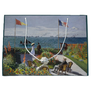 Monet Seaside Garden Blooms Classic Seascape Large Gift Bag
