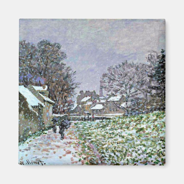 Monet - Snow at Argenteuil 2, famous painting Magnet (Front)