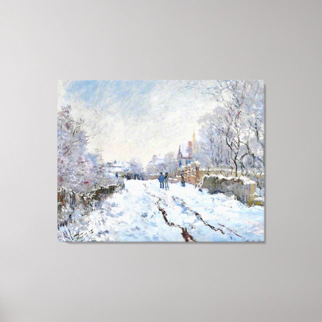 Monet - Snow Scene at Argenteuil Canvas Print (Front)