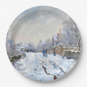 Monet - Snow Scene at Argenteuil Paper Plate