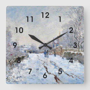 Monet - Snow Scene at Argenteuil Square Wall Clock