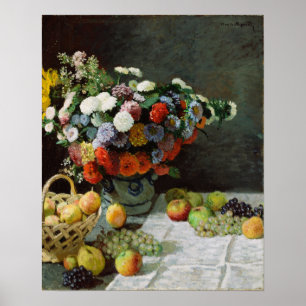 Monet - Still Life With Flowers and Fruit Poster