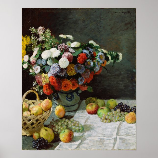 Monet - Still Life With Flowers and Fruit Poster (Front)